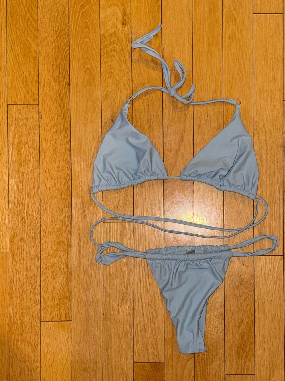 SHEIN Light Blue Wrap Triangle Bikini Set